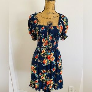 B.O.G. Collective Blue Floral Dress Sz XS
